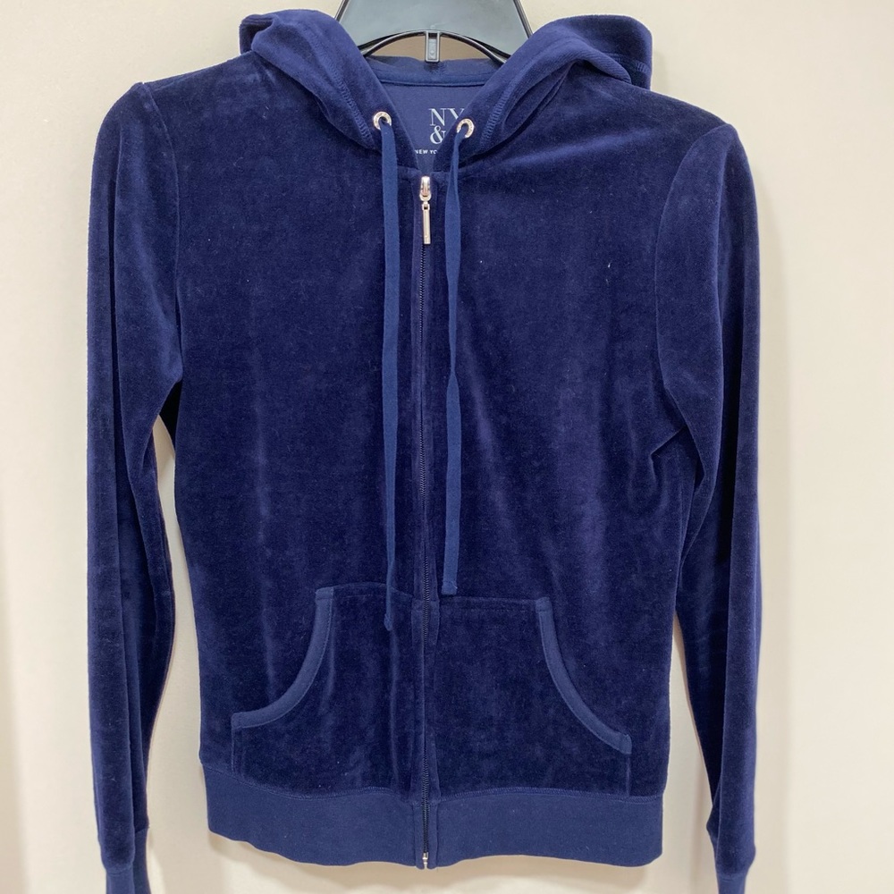 Blue Hooded Zip up Sweatshirt